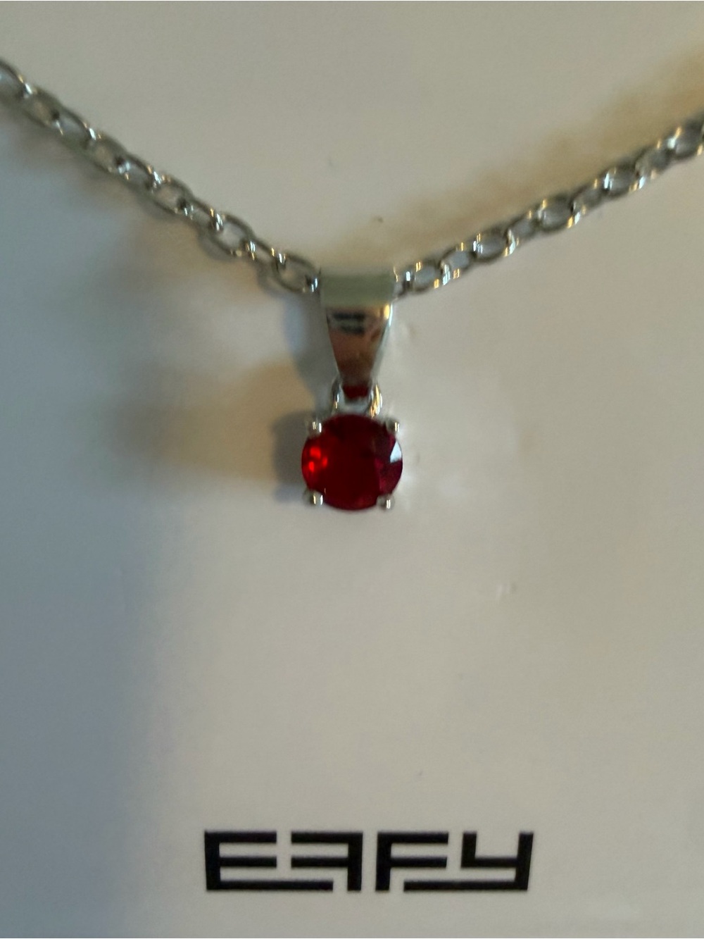 EFFY Red Gemstone Necklace 18" Silver NWT